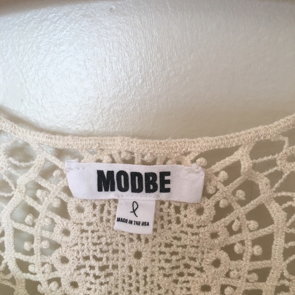 Modbe Sleeveless knitted Back Ivory Tank Top Sz L - Picture 2 of 4